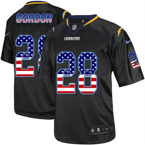 Nike Chargers #28 Melvin Gordon Black Men's Stitched NFL Elite USA Flag Fashion Jersey